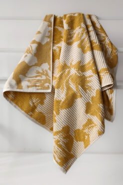 Sevim İpliği Boyalı Desenli %100 Pamuk Banyo Havlusu - Yüksek Su Emici -90x150 Cm- Hardal