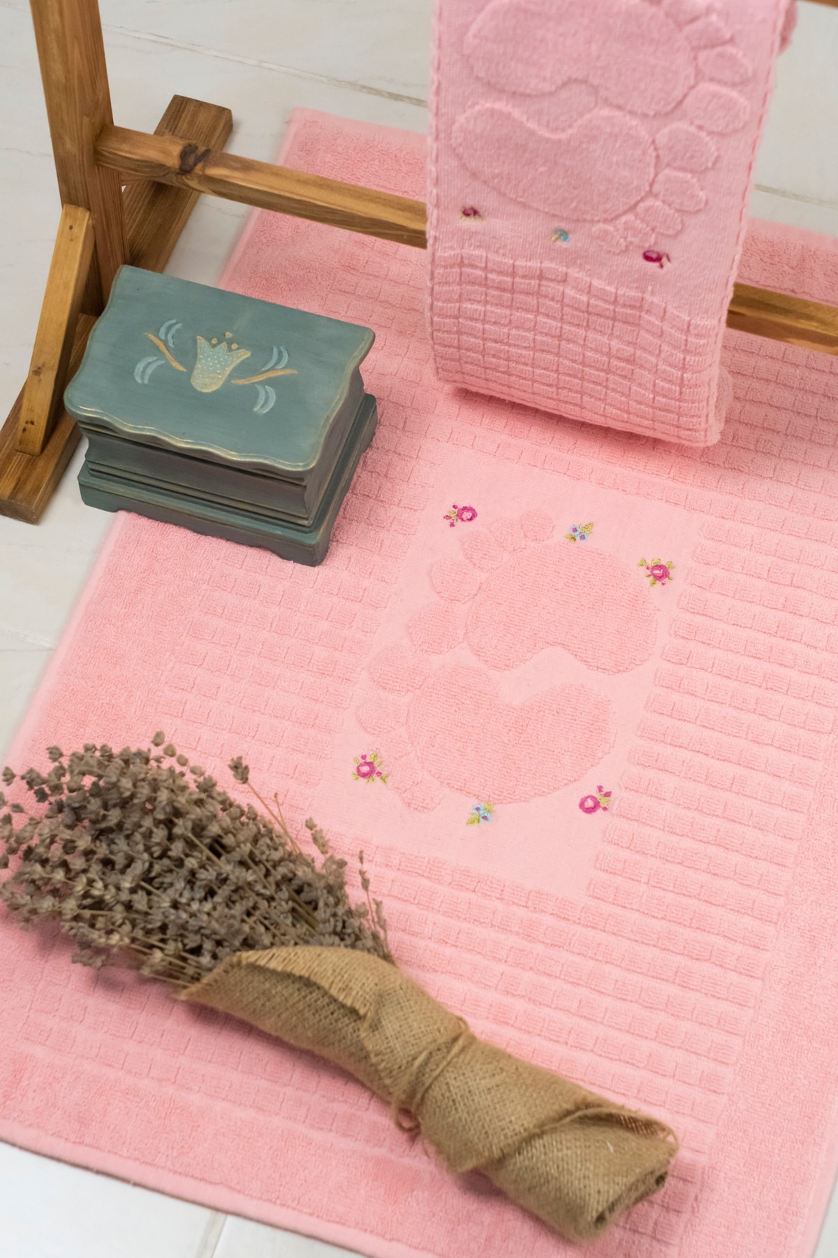 Genel Markalar 2 Adet Ayak Izi Nakışlı Ayak Havlusu