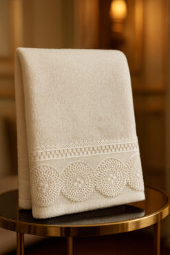 Çeyiz Bahçesi Ahu Kadife El Havlusu 50&90 Krem