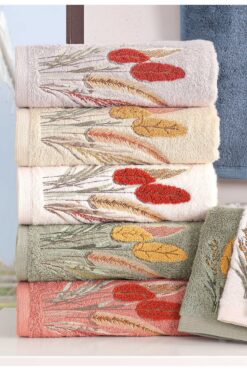 MARİBOR TRIGO - %70 Bambu / %30 Pamuk Suzeni Nakışlı El Havlusu - 6'lı Set 50x90