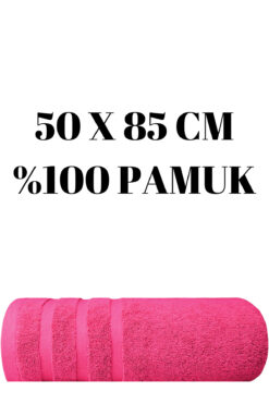 KAYABEY HOME Şeker Pembesi Iki Adet El Yüz Havlusu Seti %100 Pamuk 50 X 85 Cm Üç Çizgi Desenli