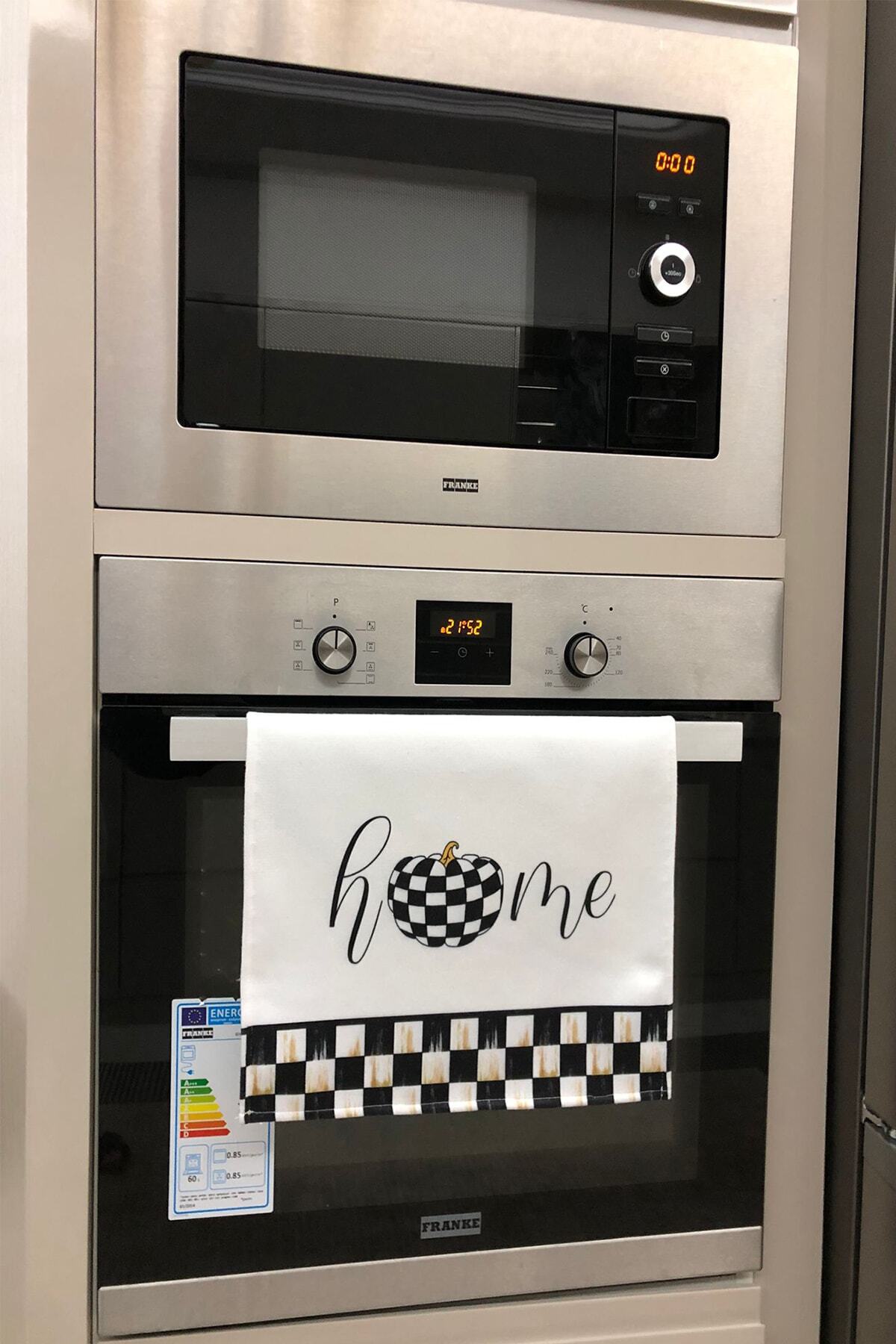 DEKOMOD Dekoratif Mutfak Pamuklu Fırın Havlusu Özel Desenli Damalı Model 35x50 Cm Yıkanabilir Pamuklu Ürün