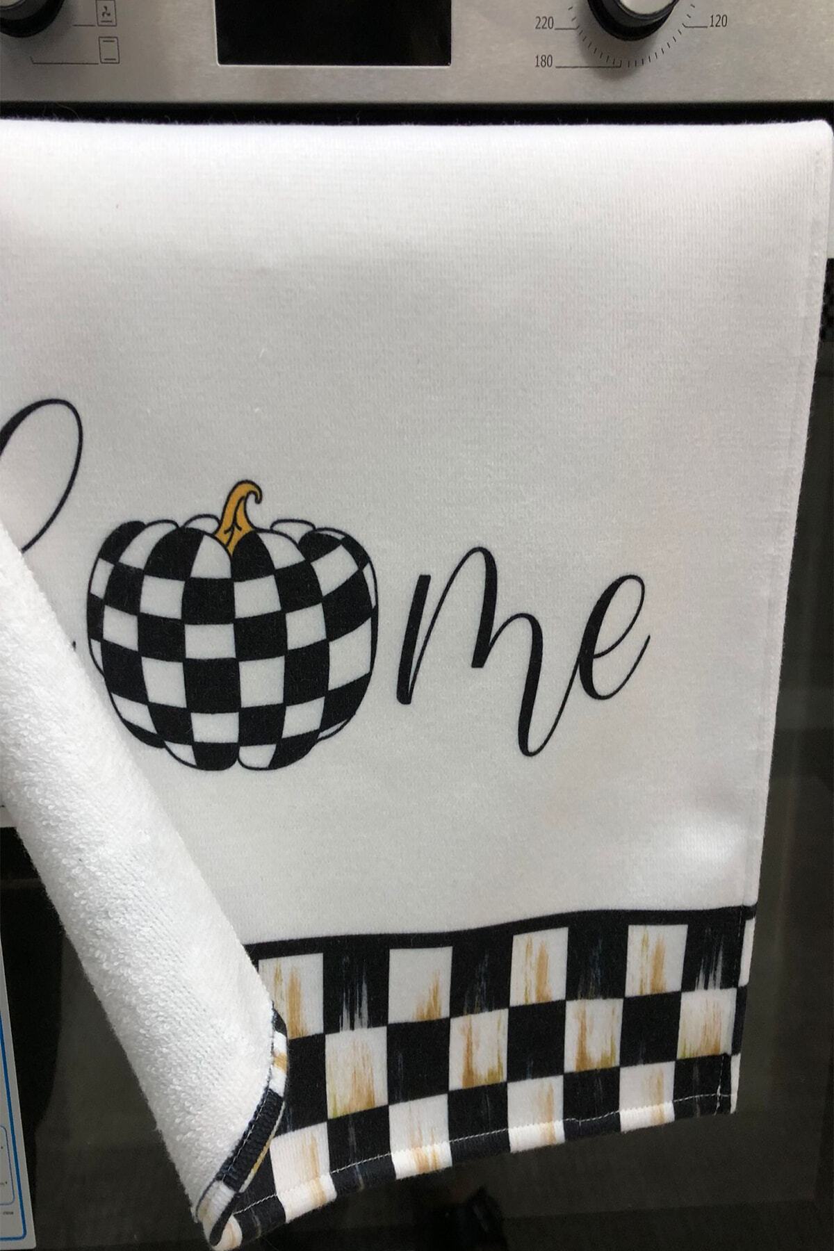 DEKOMOD Dekoratif Mutfak Pamuklu Fırın Havlusu Özel Desenli Damalı Model 35x50 Cm Yıkanabilir Pamuklu Ürün - Görsel 3