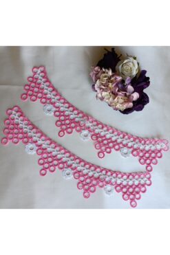 Bircan Hediyelik Pembe Halkalı Tığ Oyası Havlu Kenarı 2 Parça