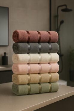 Güvenal Harmony Kutulu 6 adet 50*90 kadife havlu | Havlu & Havlu seti | Çeyiz Havlusu | Banyo Havlusu