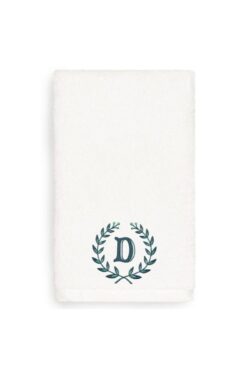Ursa D HARFİ YAZILI ÇELENK NAKIŞLI BEYAZ HAVLU 50X90