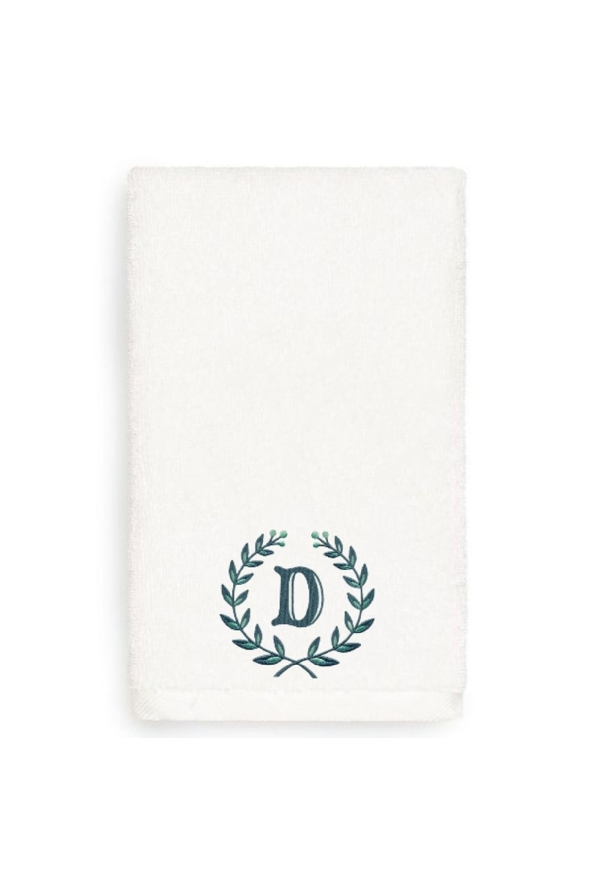 Ursa D HARFİ YAZILI ÇELENK NAKIŞLI BEYAZ HAVLU 50X90