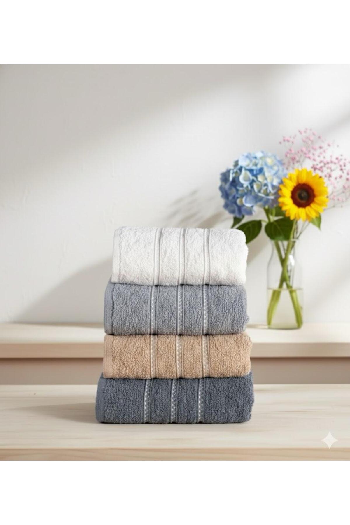 elvira concept Roma Pamuklu 4'lü El Ve Yüz Havlusu Seti Günlük Çeyizlik Havlu Takımı