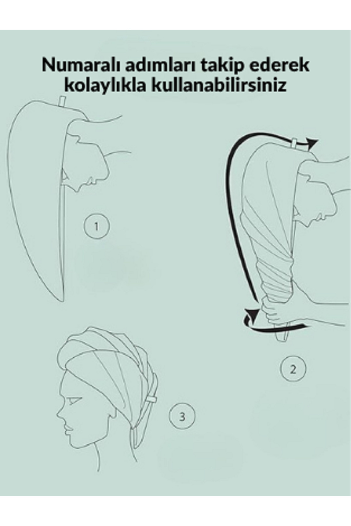 Cottexo Kalın Saç Havlusu Plaj Deniz Havuz Bonesi Kurulama Banyo Saç Kurutma Baş Havlusu - Görsel 3