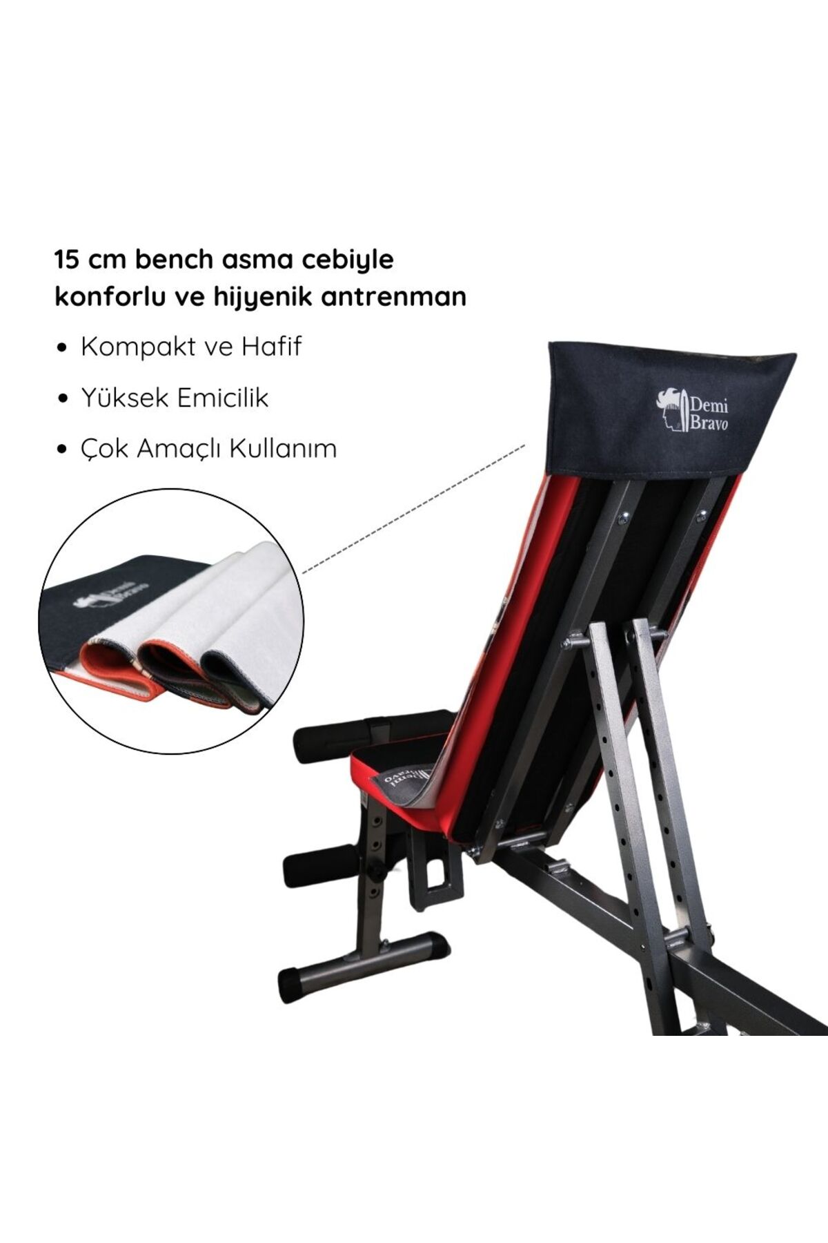 DEMİ BRAVO Özel Tasarım Cepli Pamuk Spor Havlusu - Kurt & Ay - Görsel 2