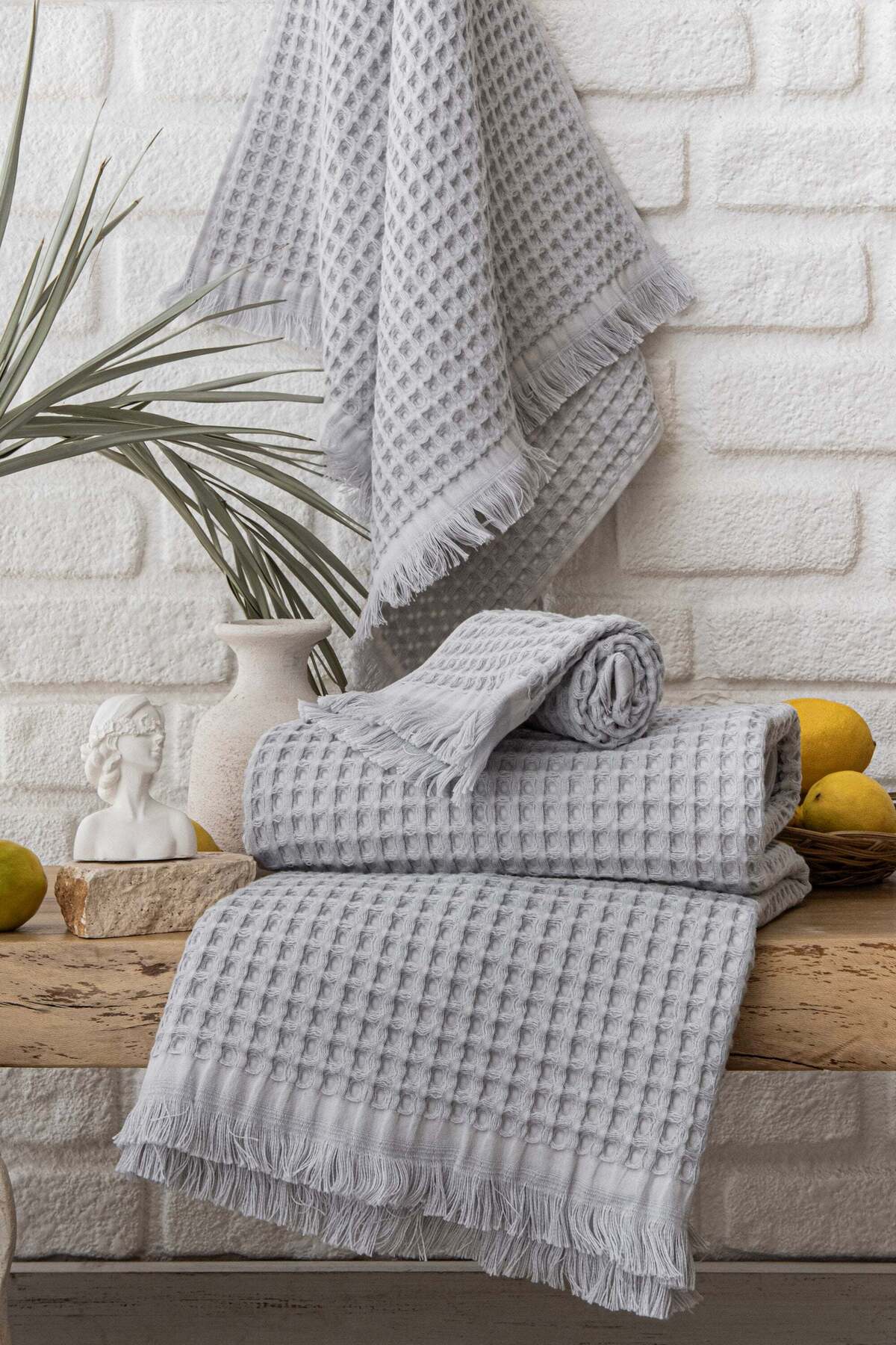 Çulha BRAIN GRİ,%100 PAMUK 3 LÜ HAVLU SETİ