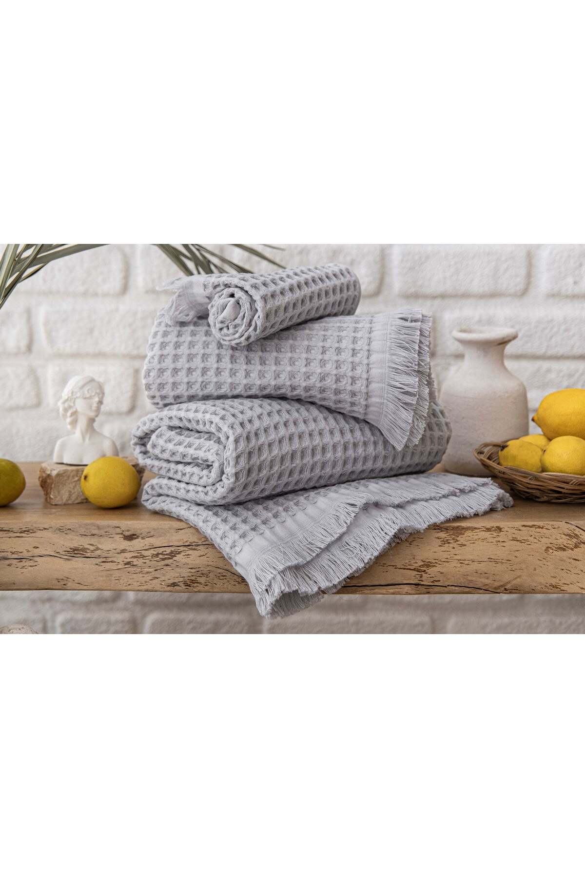 Çulha BRAIN GRİ,%100 PAMUK 3 LÜ HAVLU SETİ - Görsel 3