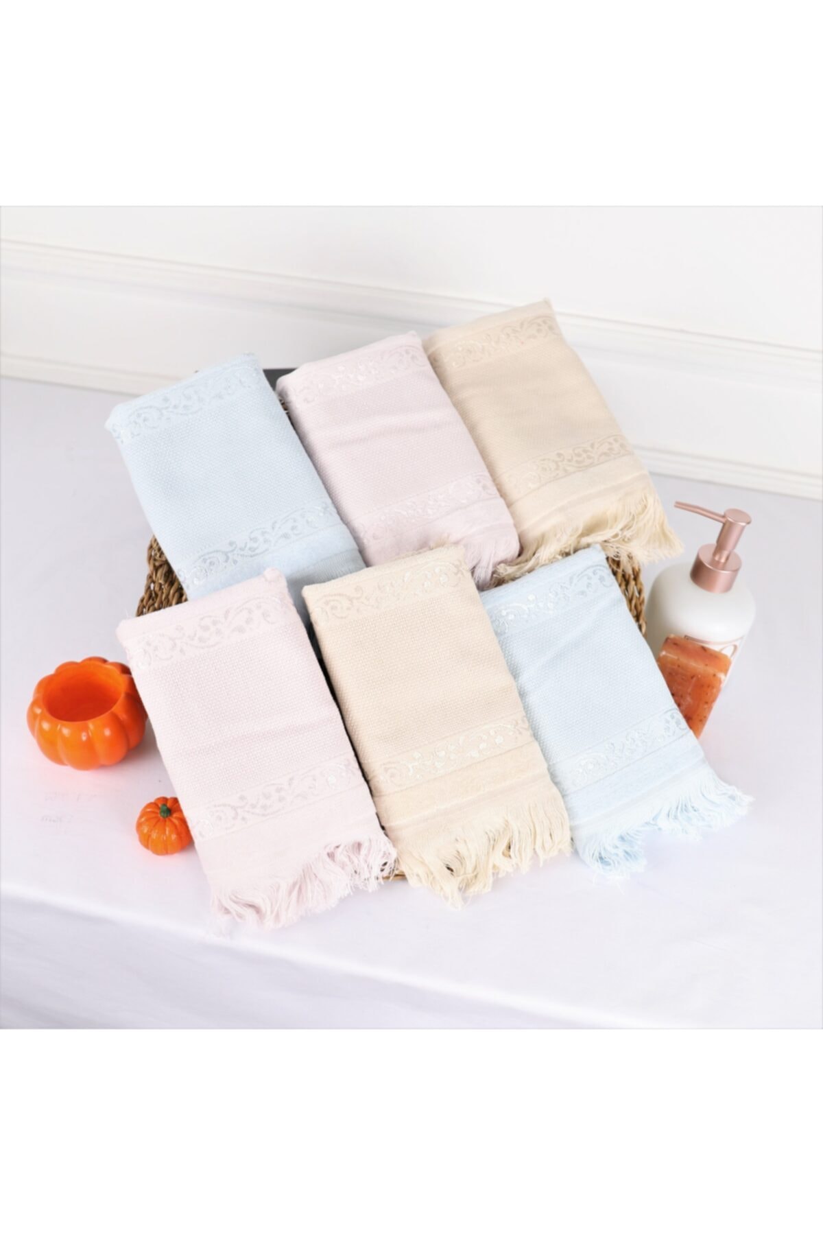 Fiesta 30x50 Kadife Etamin Püsküllü Havlu 6lı