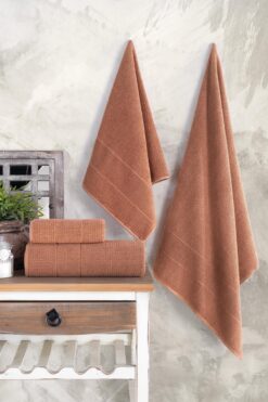 Zeynep Tekstil Royality | 50x90 - 70x140 Cm 4'Lü Banyo Havlu Seti, %100 Pamuklu Havlu Takımı