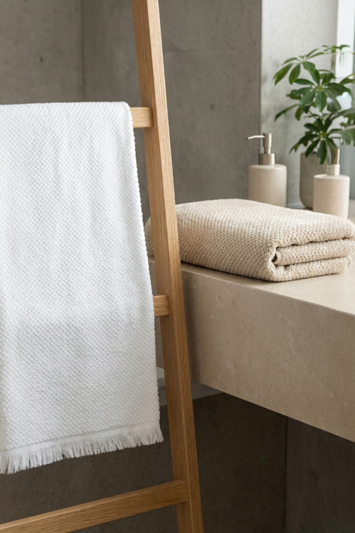 Anılsan 6'lı Beyaz Jelena El Havlusu - 50x90 Cm, 225 Gr, %100 Pamuk, Spa Ve Otel Havlusu - Görsel 3