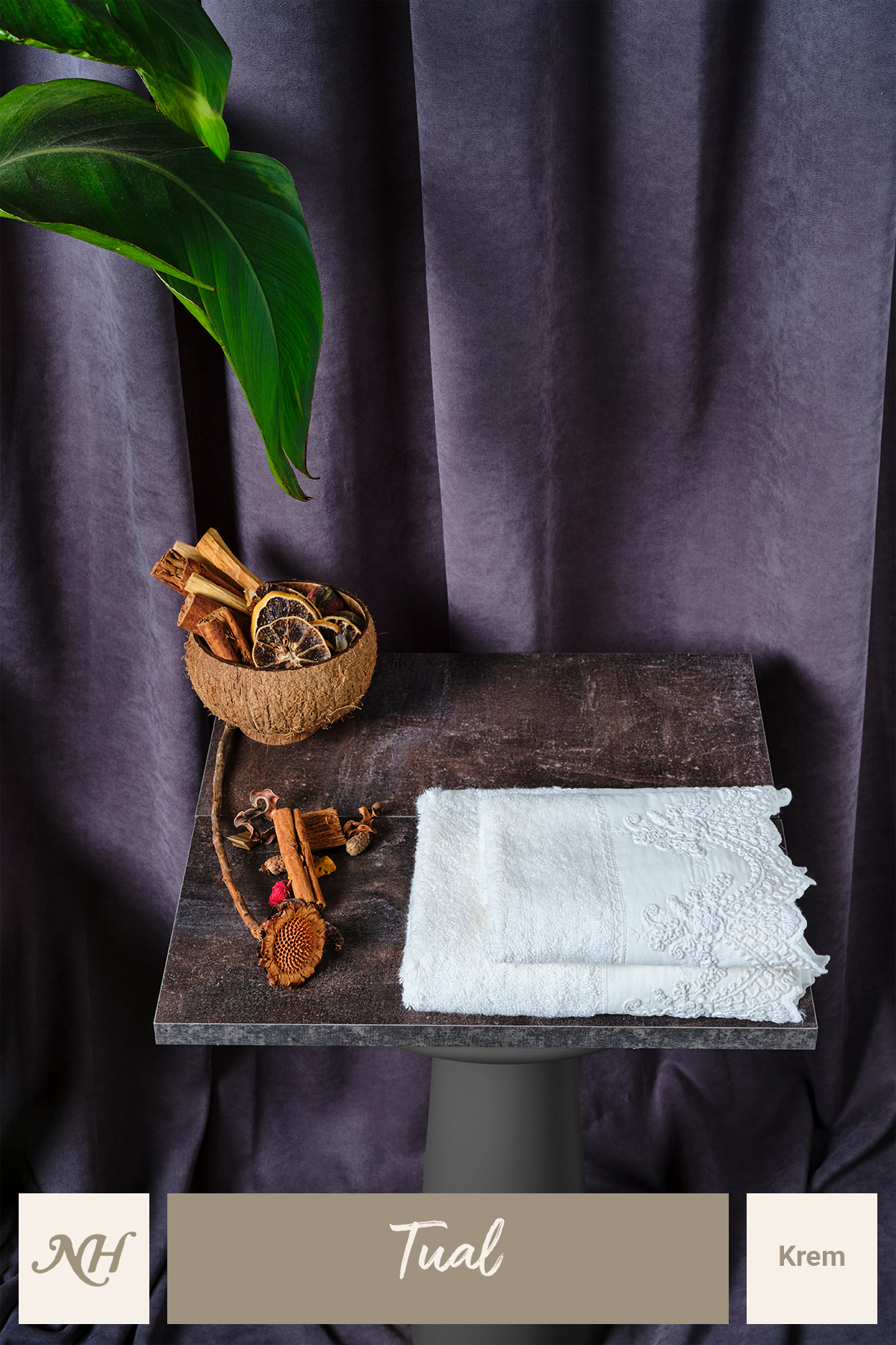 Nazik Home Tual Işlemeli Yüz Havlusu (50 X 90 Cm) - Görsel 2