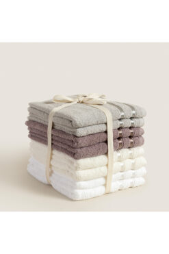 Chakra Chıc %100 Pamuk 8'li Yüz Havlusu Seti 50x80 cm Gri/Lila/Beyaz/Ekru