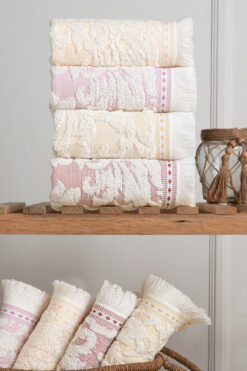 Bersay 4'lü 50x80, %100 Pamuk Jakarlı ve Saçaklı Mutfak & El Havlu Seti – Yumuşak, Emici ve Dayanıklı