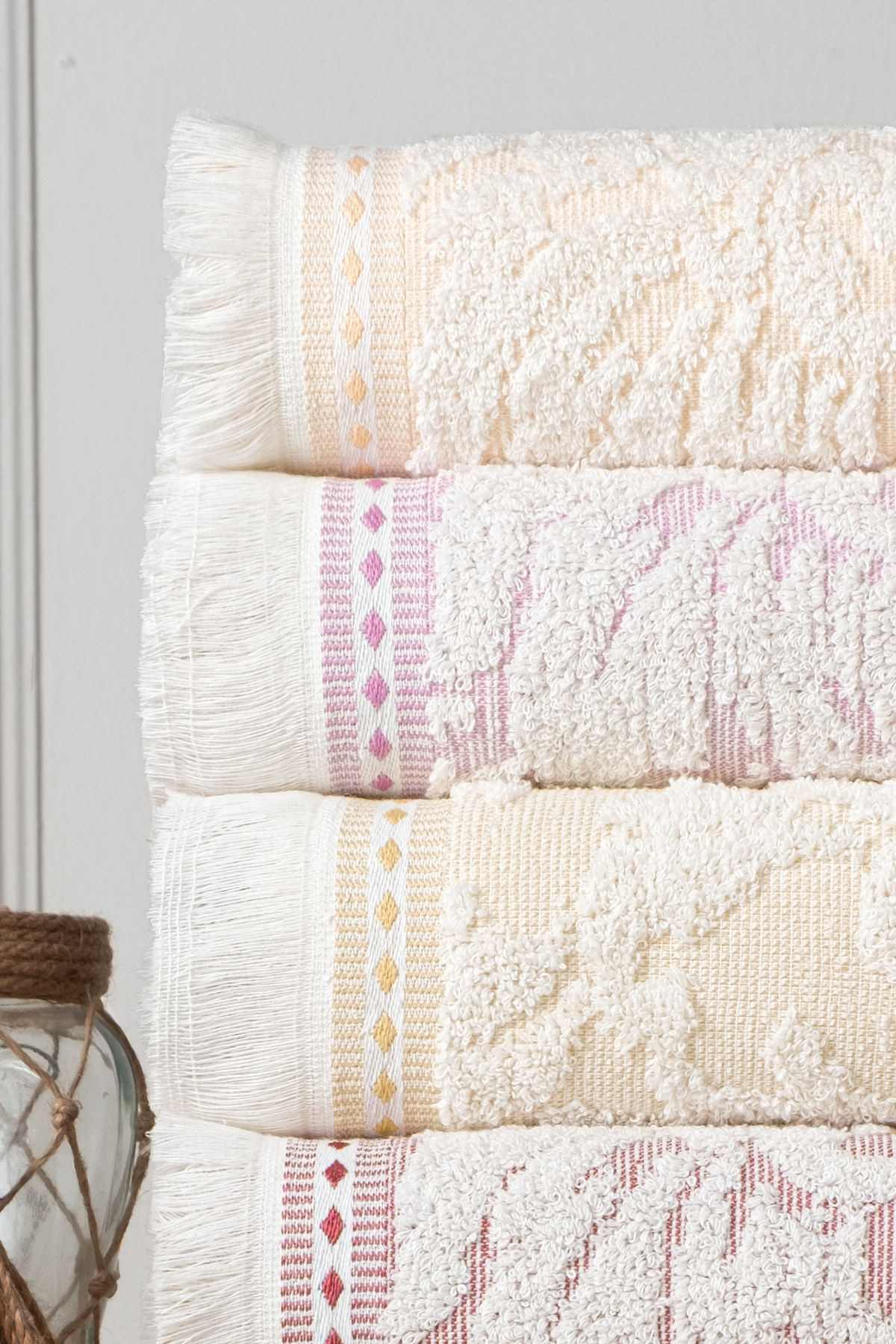 Bersay 4'lü 50x80, %100 Pamuk Jakarlı ve Saçaklı Mutfak & El Havlu Seti – Yumuşak, Emici ve Dayanıklı - Görsel 2