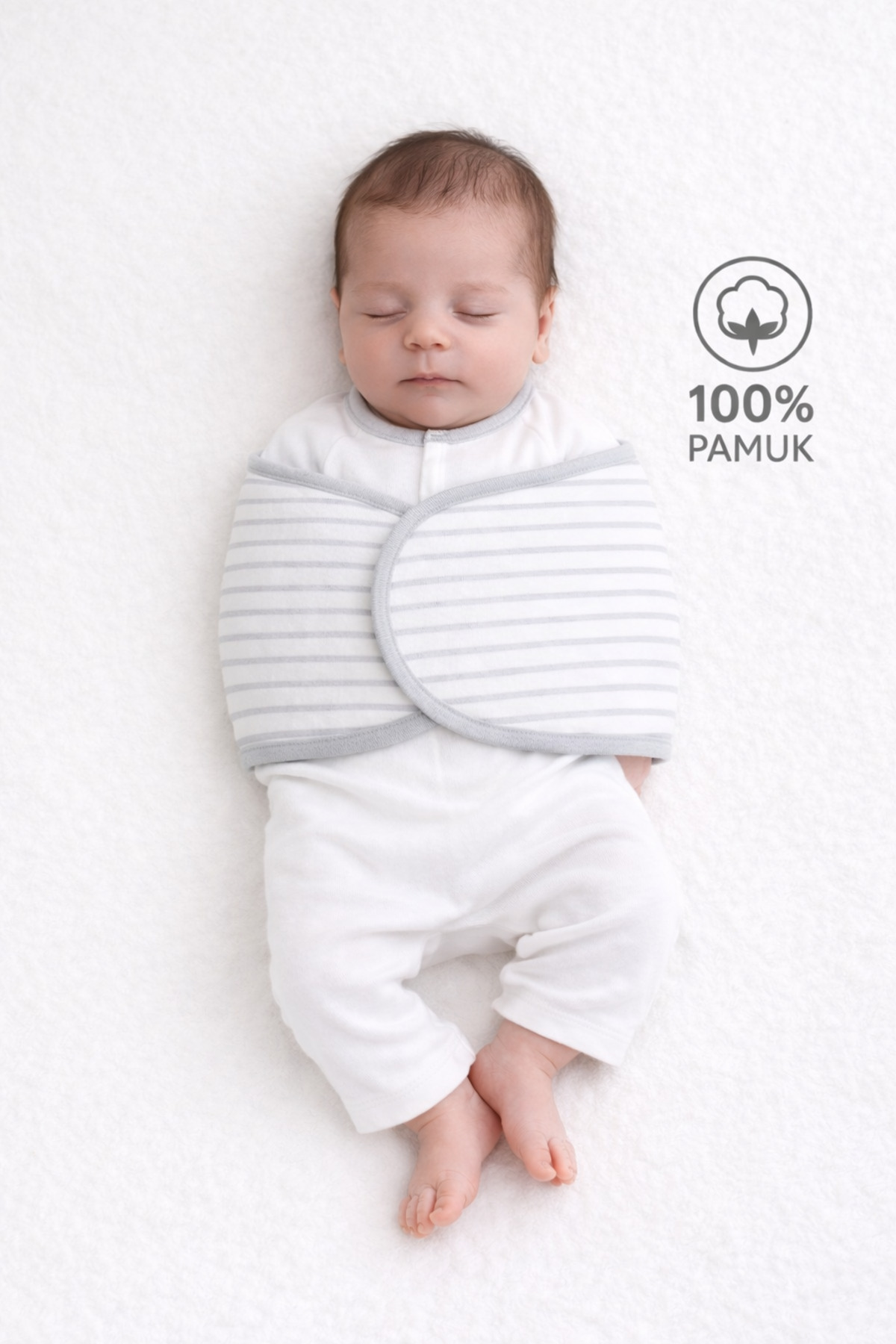 Mimocan %100 Pamuk Yenidoğan Kundak - Yumuşak Dolgulu, Ayarlanabilir Cırtlı Bebek Kundak - Görsel 2