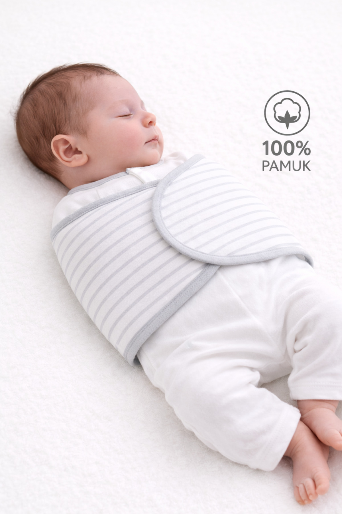 Mimocan %100 Pamuk Yenidoğan Kundak - Yumuşak Dolgulu, Ayarlanabilir Cırtlı Bebek Kundak - Görsel 3
