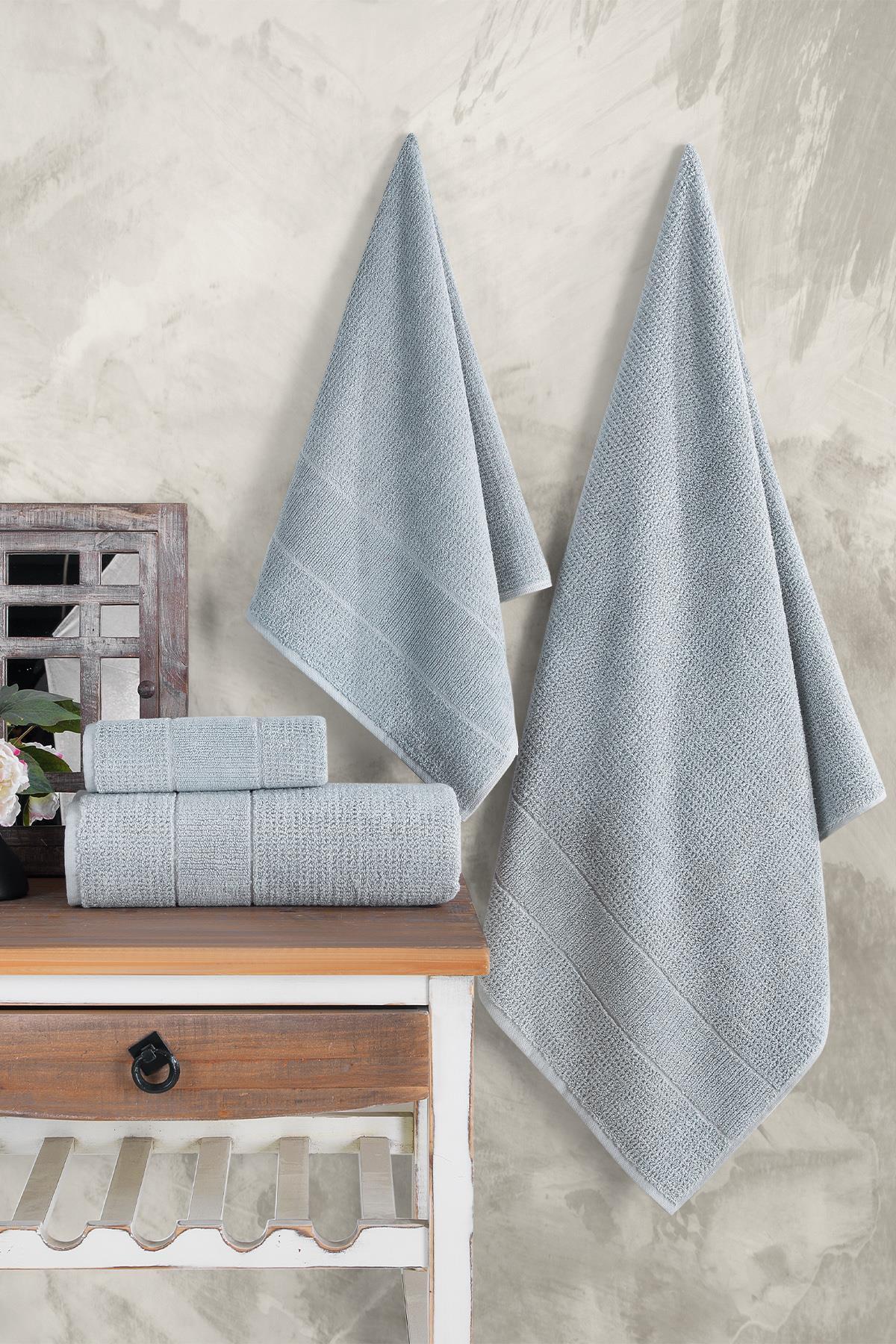 Zeynep Tekstil Royality | 50x90 - 70x140 Cm 4'Lü Banyo Havlu Seti, %100 Pamuklu Havlu Takımı