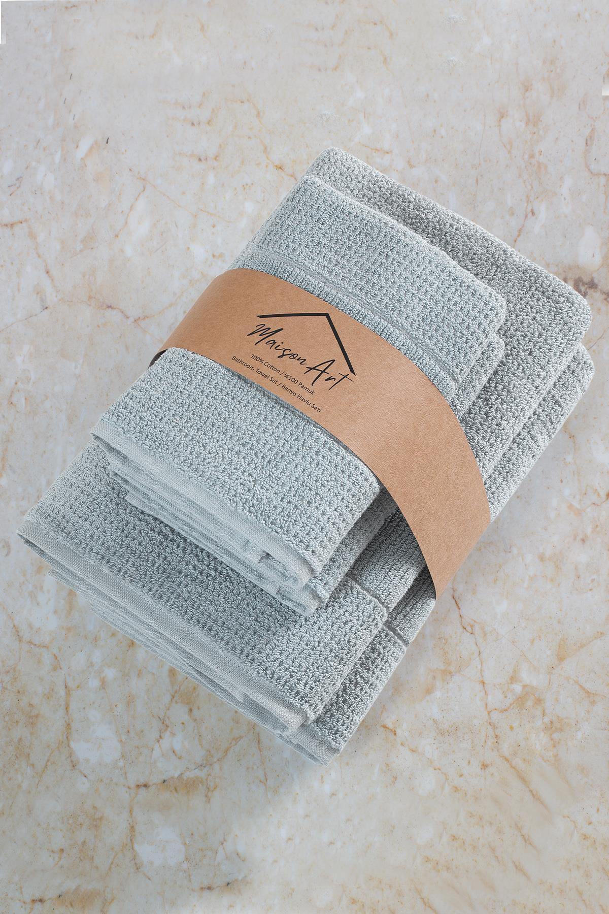 Zeynep Tekstil Royality | 50x90 - 70x140 Cm 4'Lü Banyo Havlu Seti, %100 Pamuklu Havlu Takımı - Görsel 2