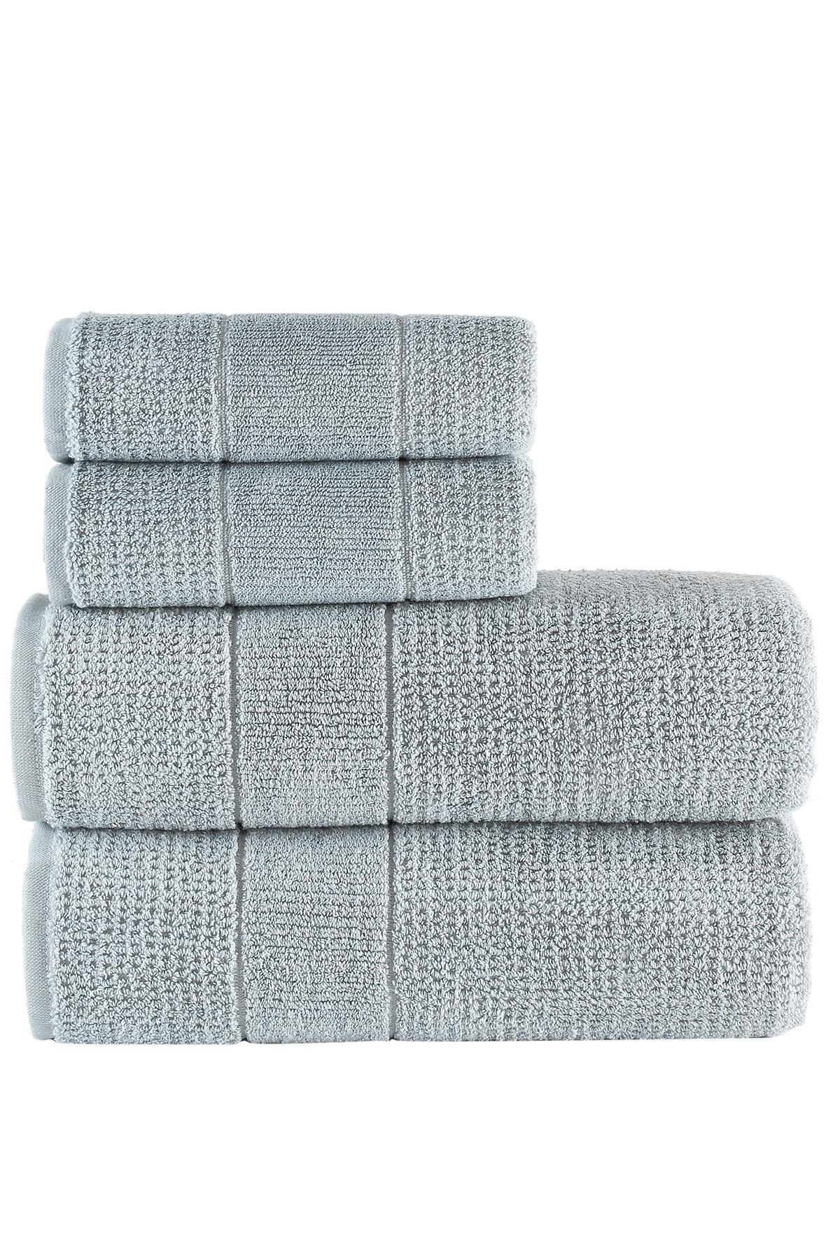 Zeynep Tekstil Royality | 50x90 - 70x140 Cm 4'Lü Banyo Havlu Seti, %100 Pamuklu Havlu Takımı - Görsel 3