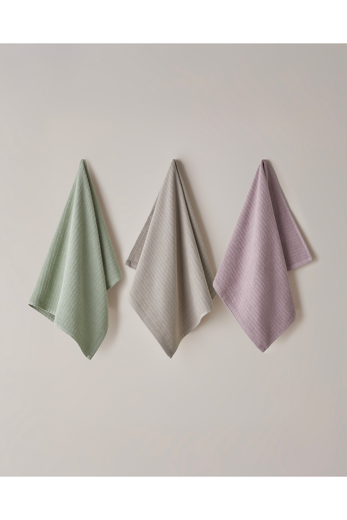 English Home Stripe Pamuk Yüz Havlusu 50x70 cm Haki - Görsel 3