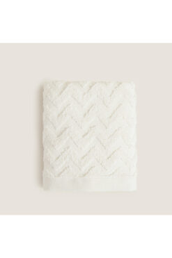 Chakra Zigzag %100 Pamuk El Havlusu 30x40 cm Beyaz