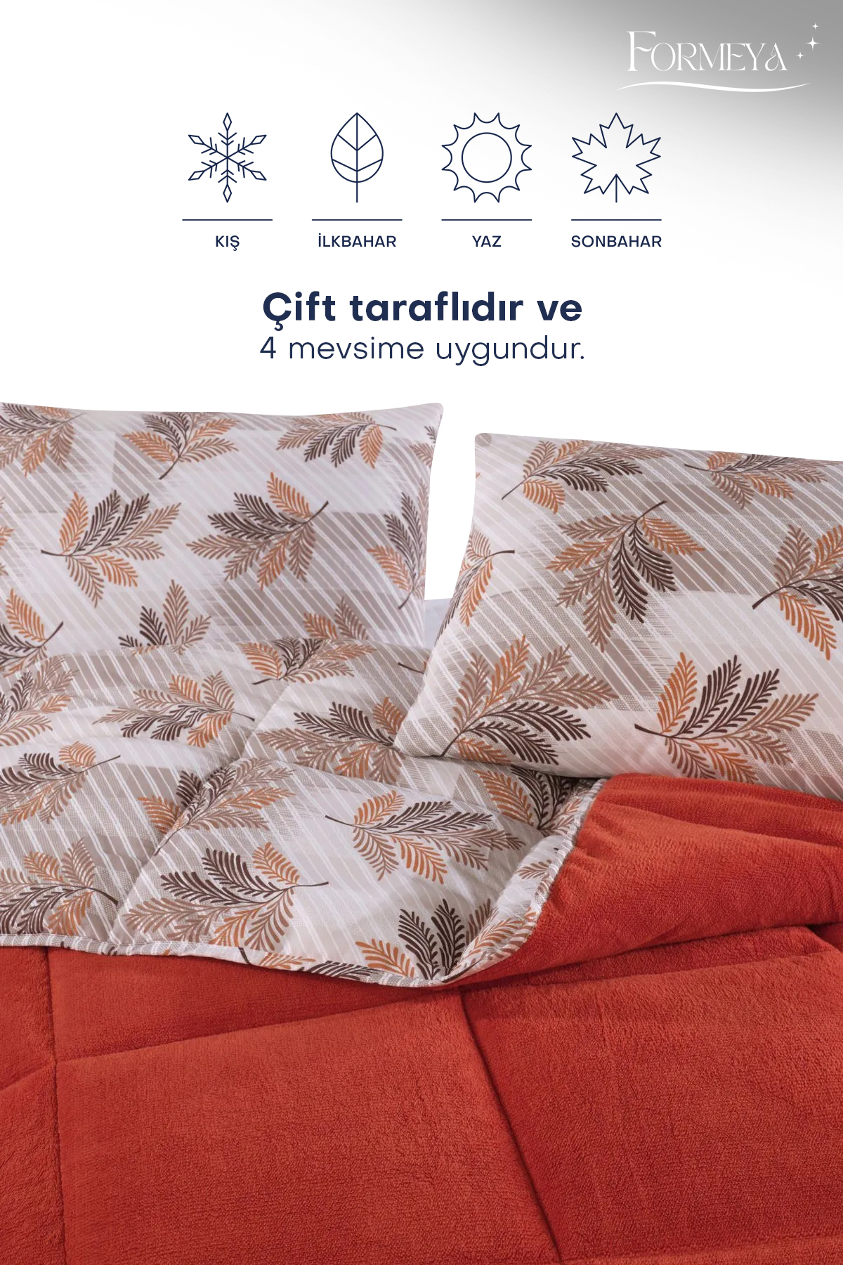 Formeya Battal Boy Lüx Wellsoft Yorgan Çift Taraflı Yastık Kılıflı 215x235 cm Yorgan + Yastık Kılıfı Set - Görsel 3