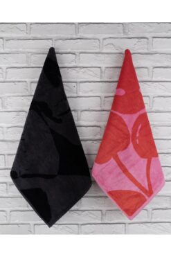 Baveno Pamuklu Kadife 2'li 50x110 cm Jakarlı Desenli Havlu Seti