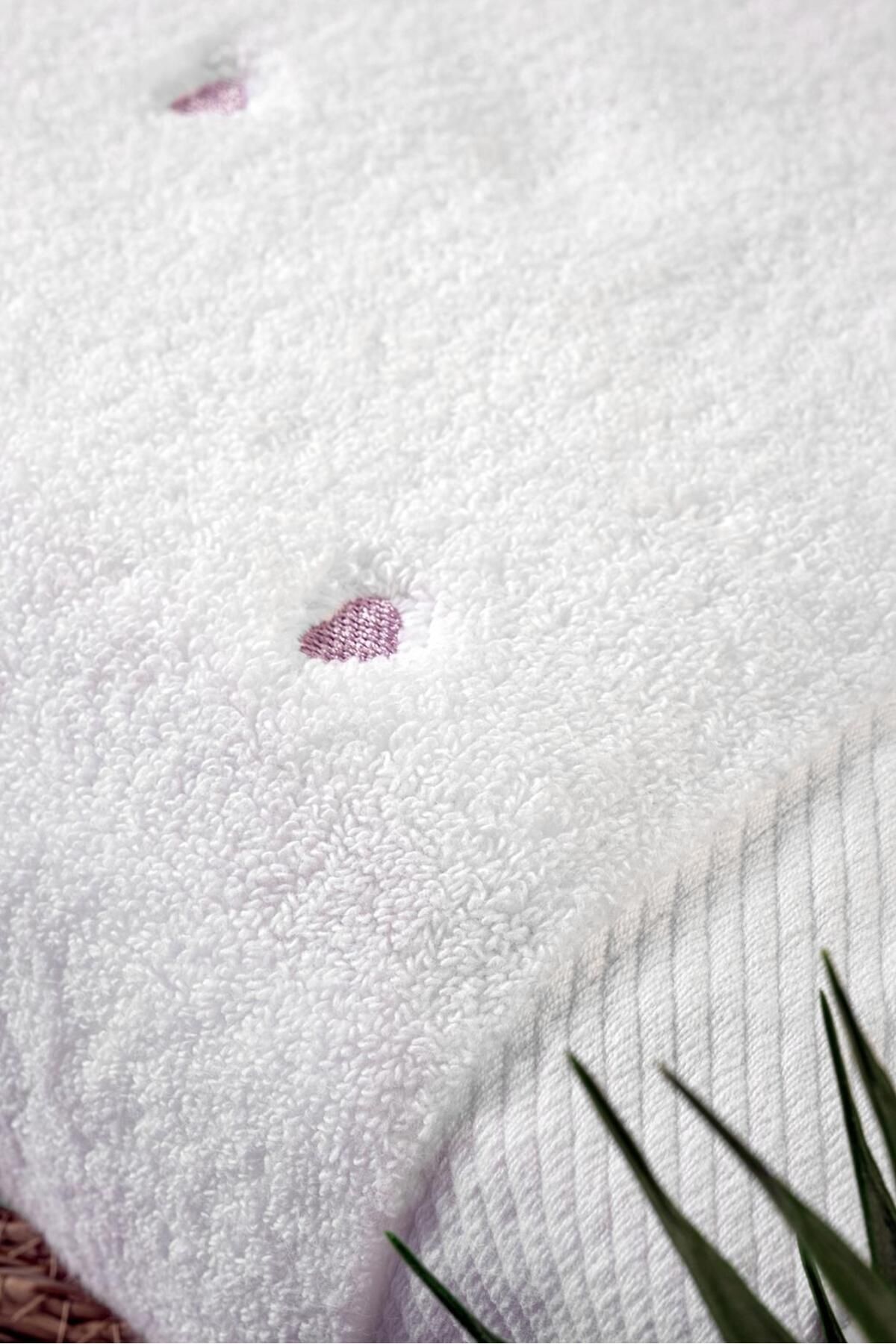 VAROL Love Serisi Nakışlı Micro Cotton Banyo Havlu Seti - Görsel 2