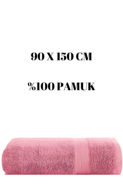 KAYABEY HOME Pembe Büyük Boy Banyo Duş Vücut Havlusu % 100 Pamuk Çizgi Desenli 90 X 150 Cm 500 gram Bir Adet