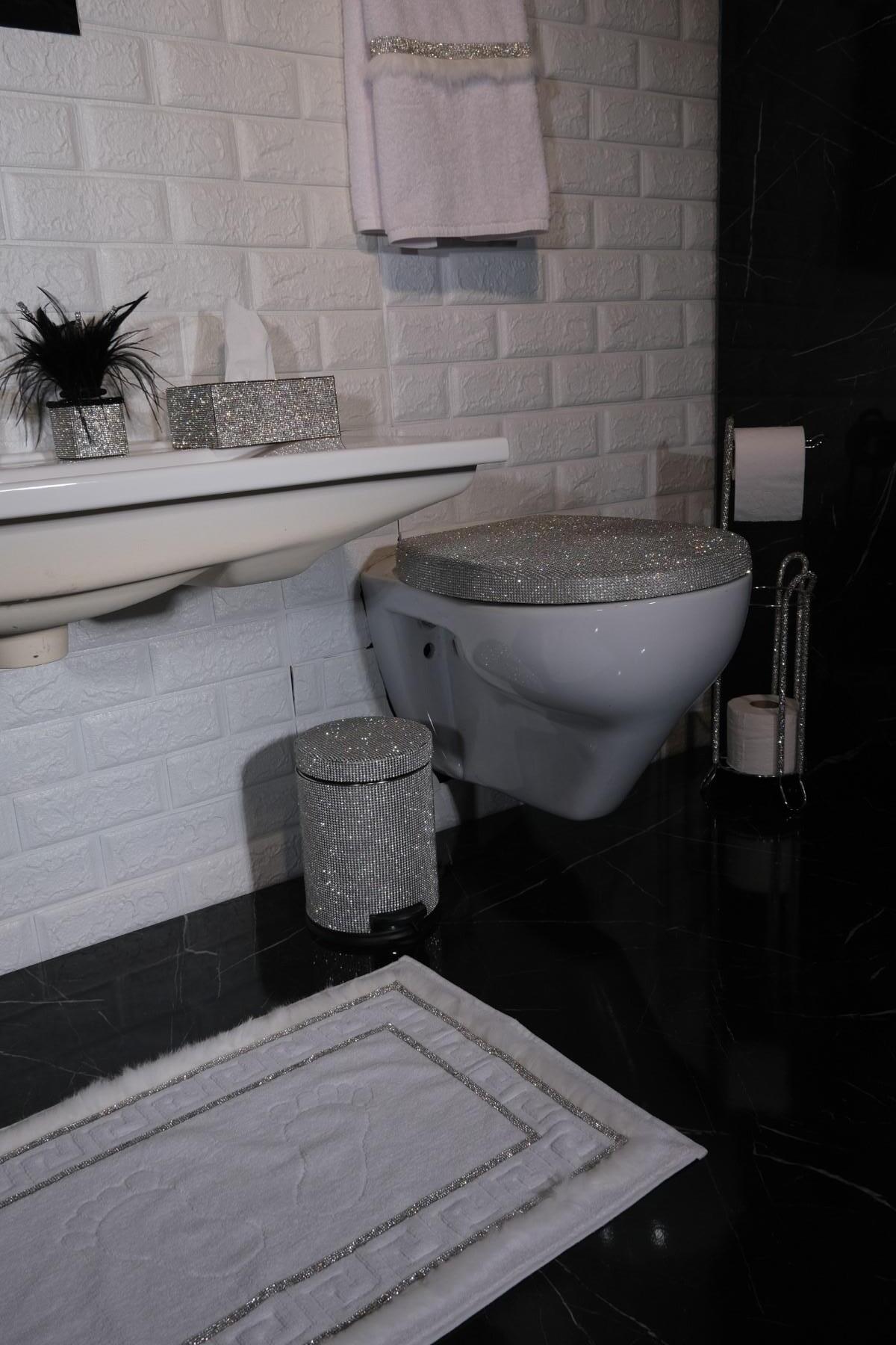 TASARIM ARABAM ATİKE ELİF AKIN Ayak Havlusu Gümüş Taşlı - Görsel 2