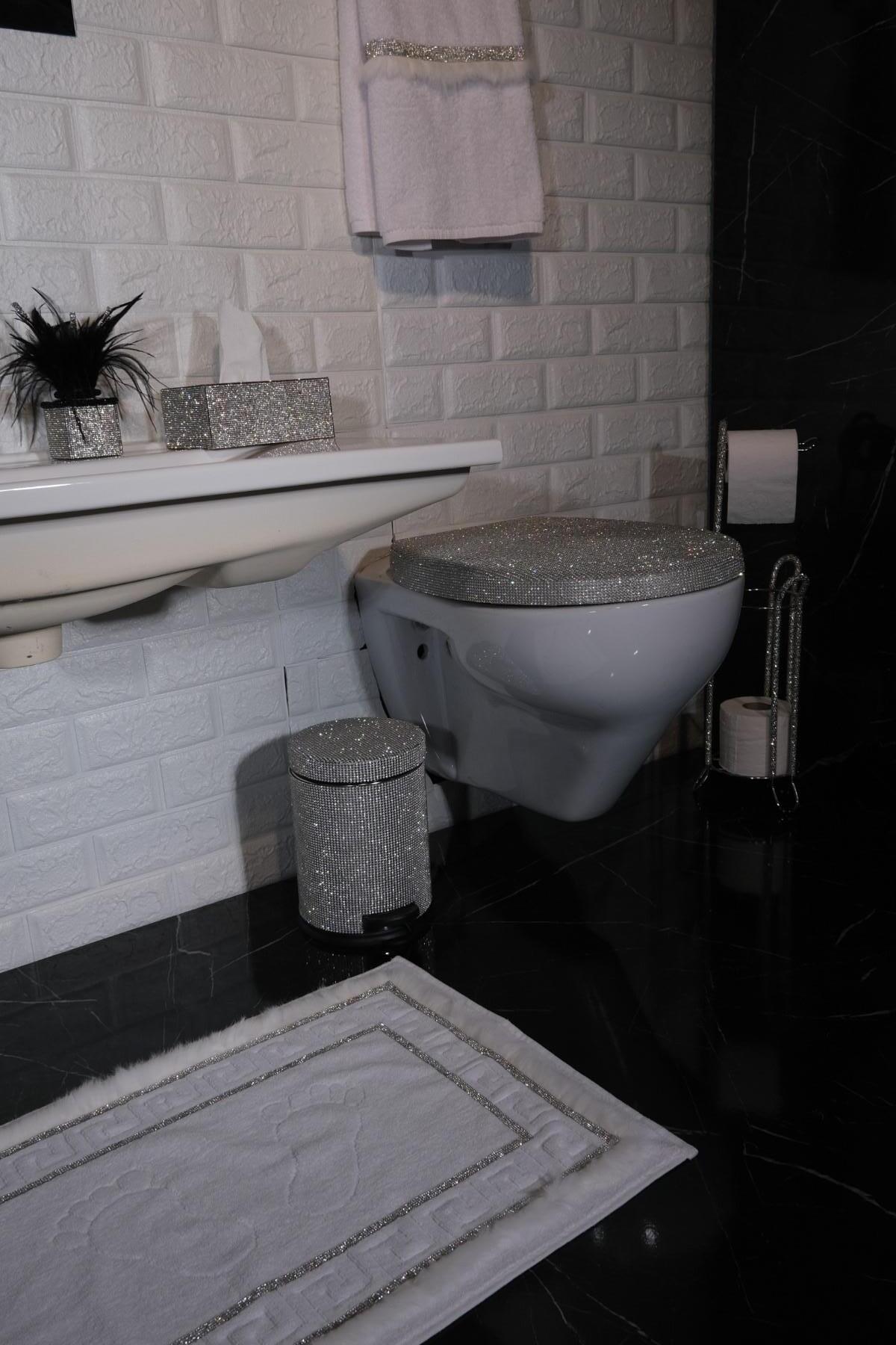 TASARIM ARABAM ATİKE ELİF AKIN Ayak Havlusu Gümüş Taşlı - Görsel 3