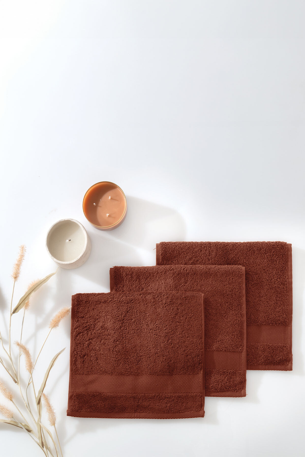 Yataş Essentials 3'lü Misafir Havlusu Seti Kiremit - 30x50 Cm