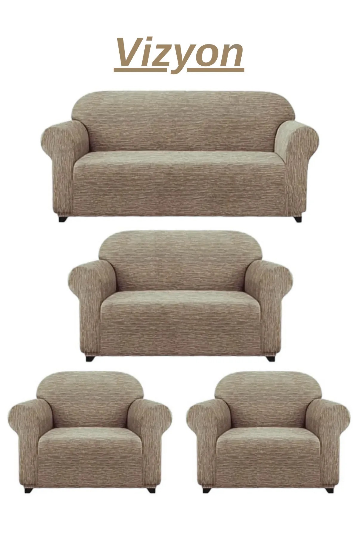 UYUMEV Düz Desen Jakarlı 3211 Koltuk Örtüsü.lastikli Kanepe Çekyat Örtüsü.koltuk Kılıfı Takımı. Vizon (TAŞ)