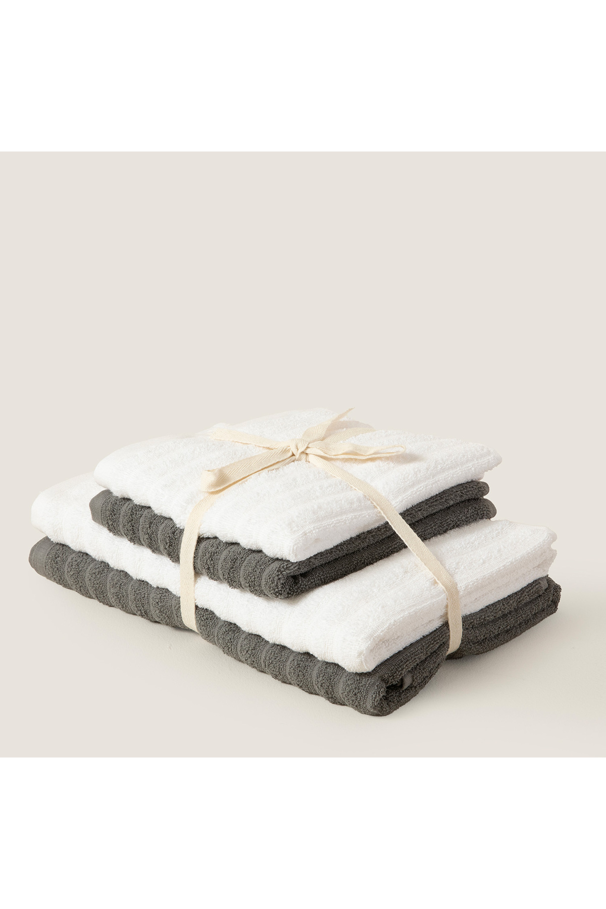 Chakra Wawed %100 Pamuk Aile Seti Beyaz/Antrasit