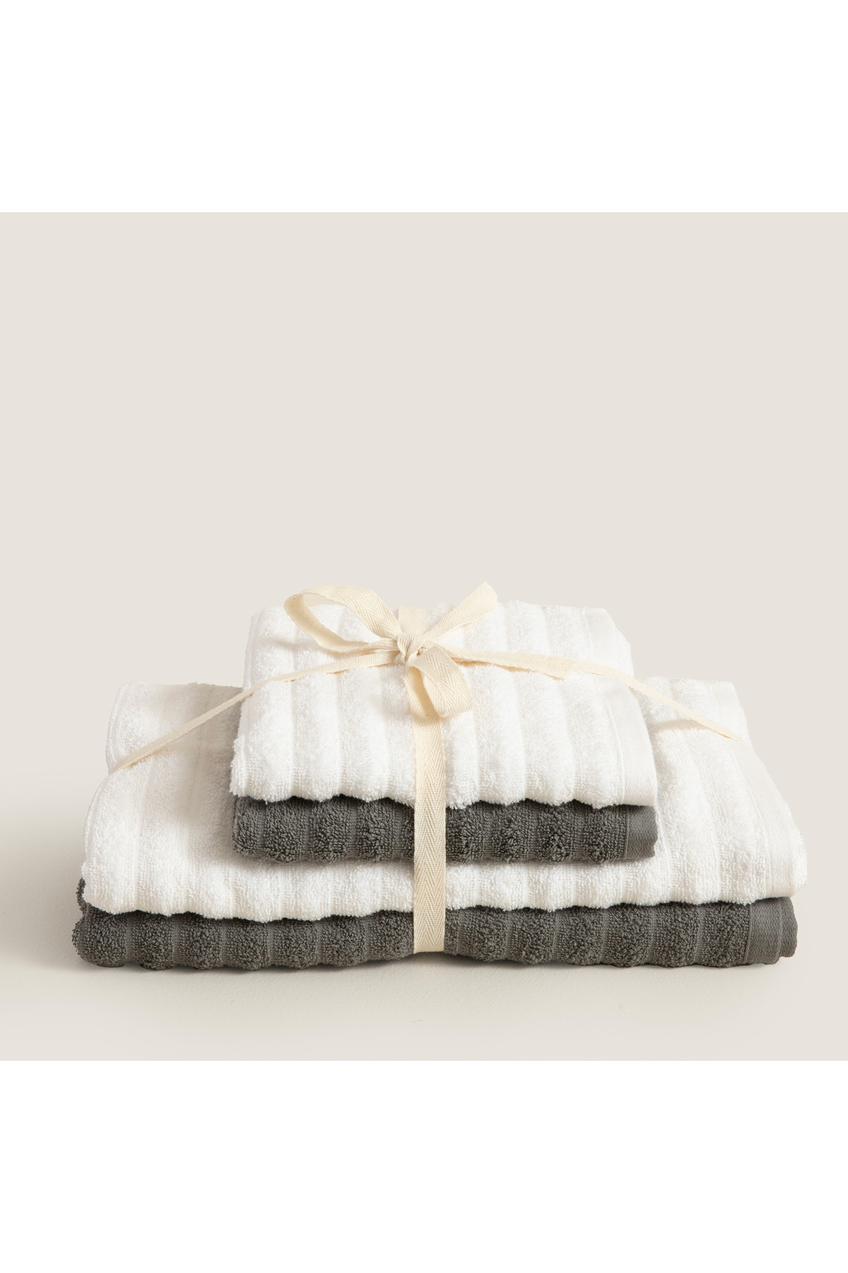 Chakra Wawed %100 Pamuk Aile Seti Beyaz/Antrasit - Görsel 3