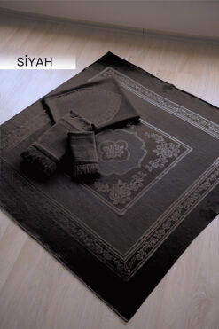 GONCA TEKSTİL Etamin Dikişsiz Işlemelik 4'lü Bohça Seccade Takımı