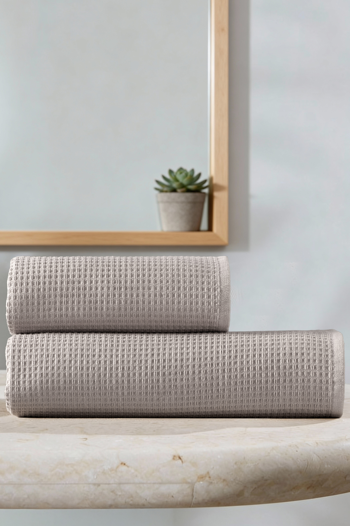 DNZGÜLCAN 2'li Waffle Dokuma %100 Pamuk Havlu Seti | 70x140 ve 50x90 cm - Premium, Modern, Soft, Hızlı Kuruma