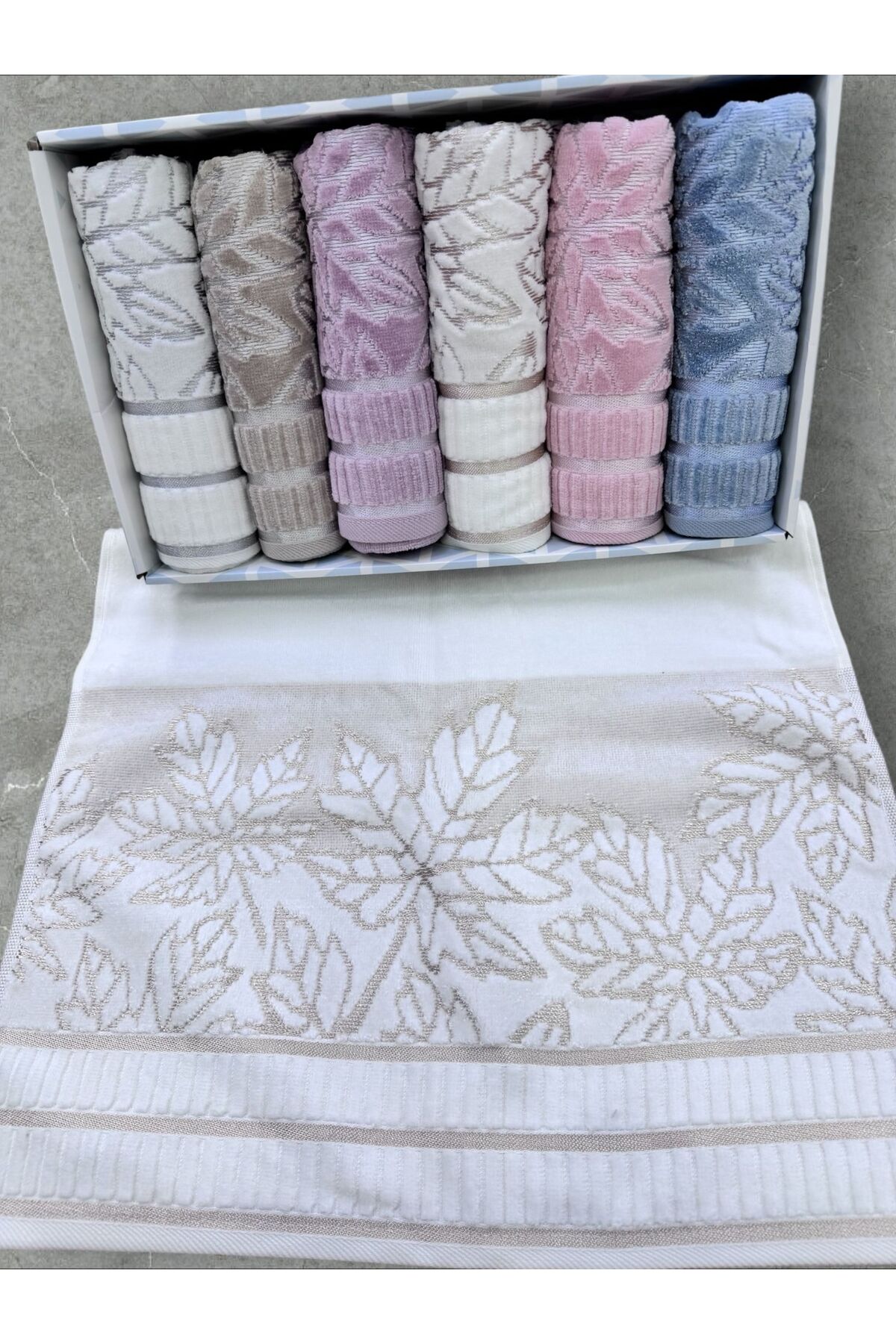 Dantelux ÇEYİZLİK 6 LI KUTULU HAVLU SETİ 50X90 CM EL HAVLUSU HAVLU TAKIMI SET - Görsel 3