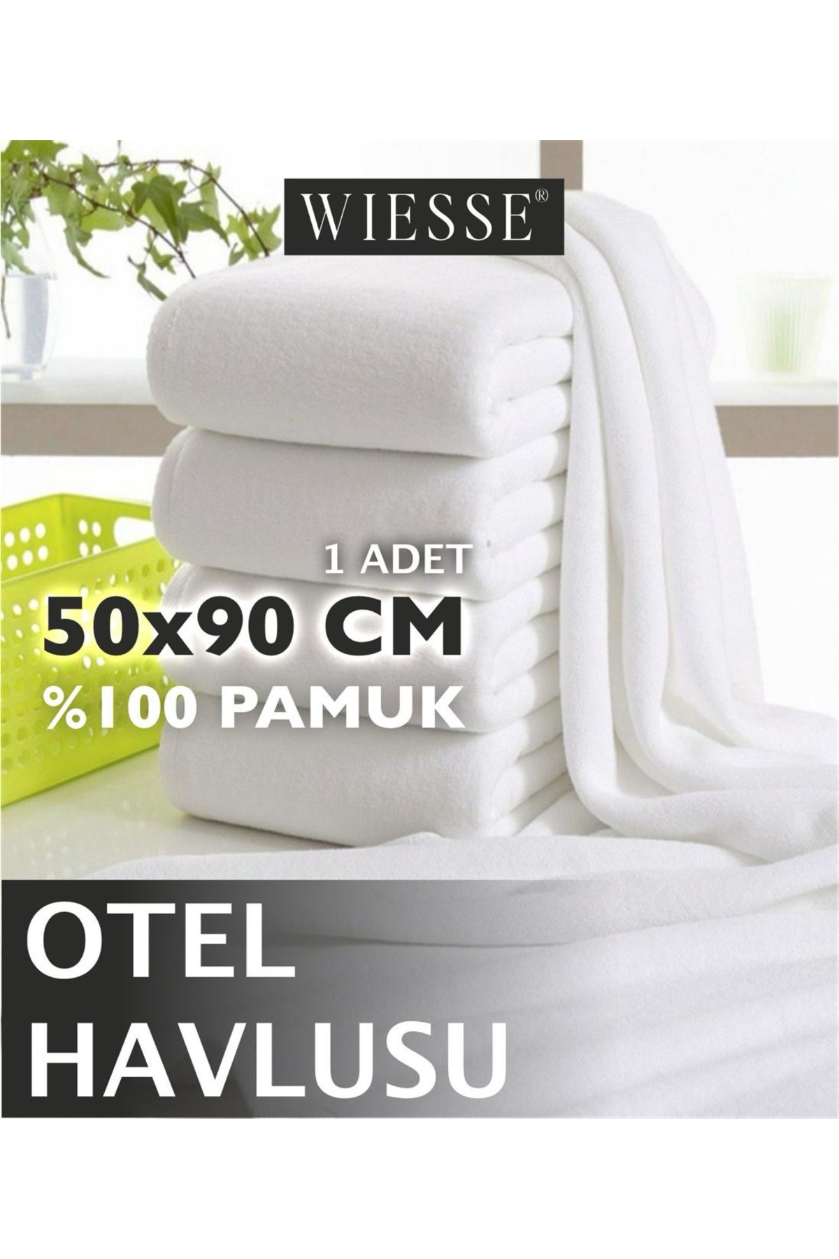 WİESSE 50 x 90 cm / OTEL HAVLUSU / 1 Adet / Beyaz / %100 Pamuk