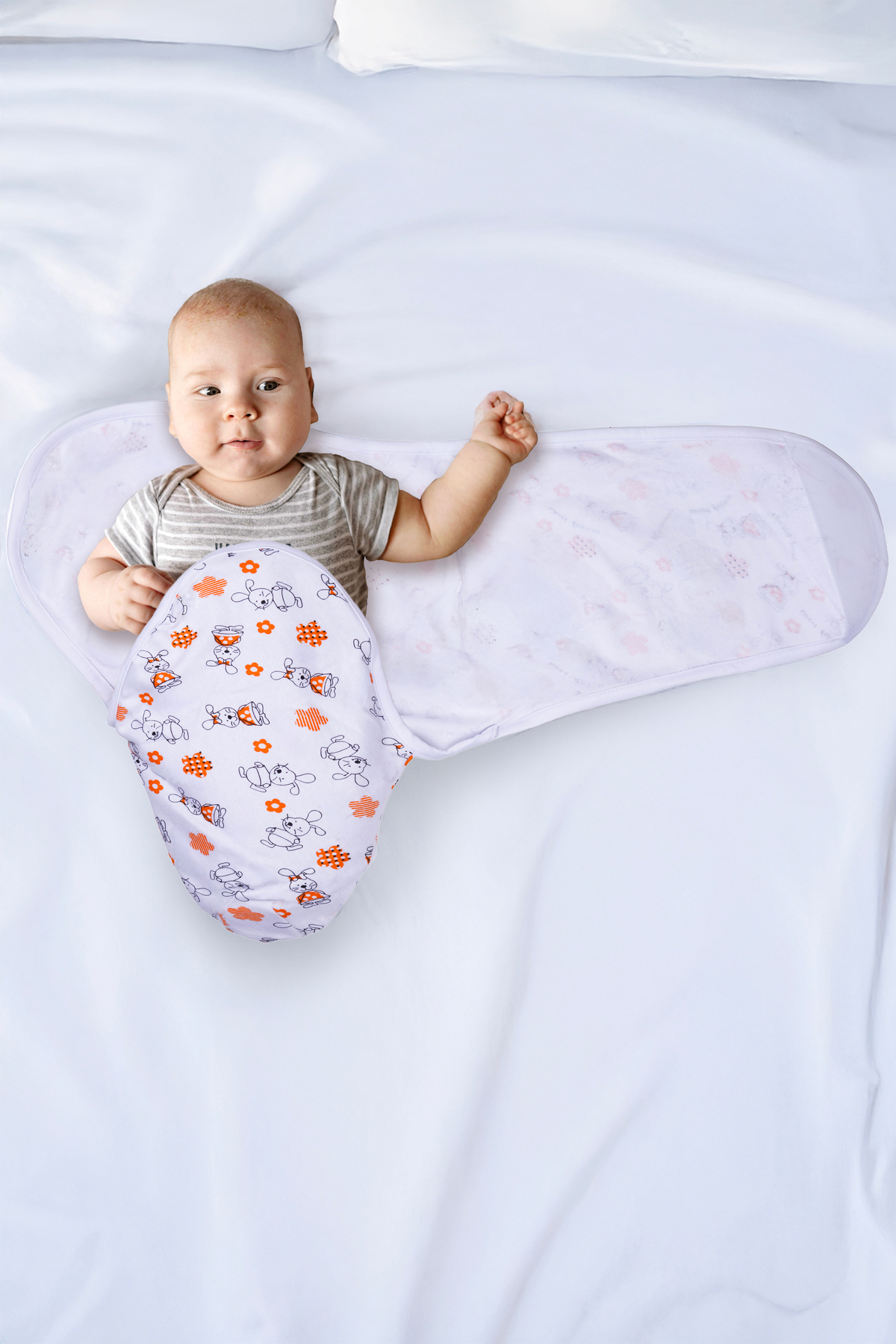 Messev Group 0-4 Ay Premium Bebek Kundak, Pamuklu Bebek Kundağı, Desenli Kundak - Görsel 3