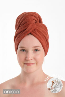 Anılsan %100 Pamuk Kiremit Havlu Bone Saç Kurutma Bonesi Kafa Havlusu Duş Banyo Bonesi Islak Saç Ku