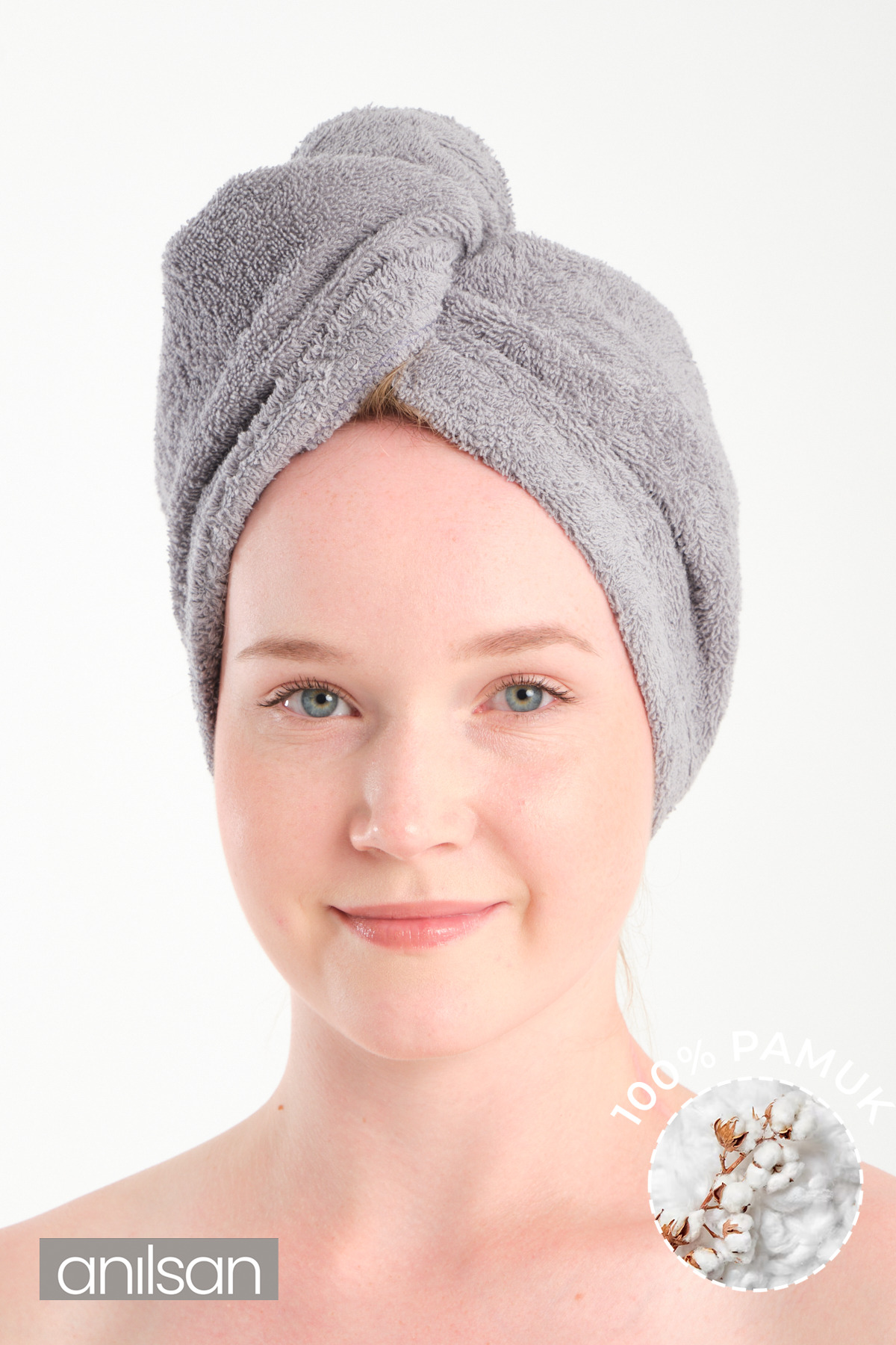 Anılsan %100 Pamuk Kiremit Havlu Bone Saç Kurutma Bonesi Kafa Havlusu Duş Banyo Bonesi Islak Saç Ku - Görsel 3