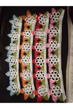 İĞNEOYASI İğne oyası havlu kenarı (mavi,turuncu ,kırmızı,pembe)4 lü set