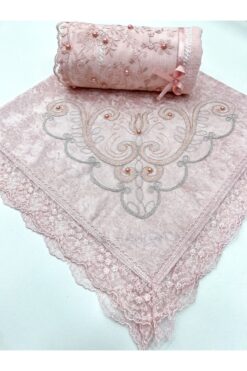 AYHANHOME Çeyizlik Güpürlü Incili 2'li Havlu Bohça Takım