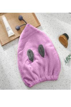 SB SizinBazar Lila Sevimli Tavşan Saç Bonesi - Saç Havlusu